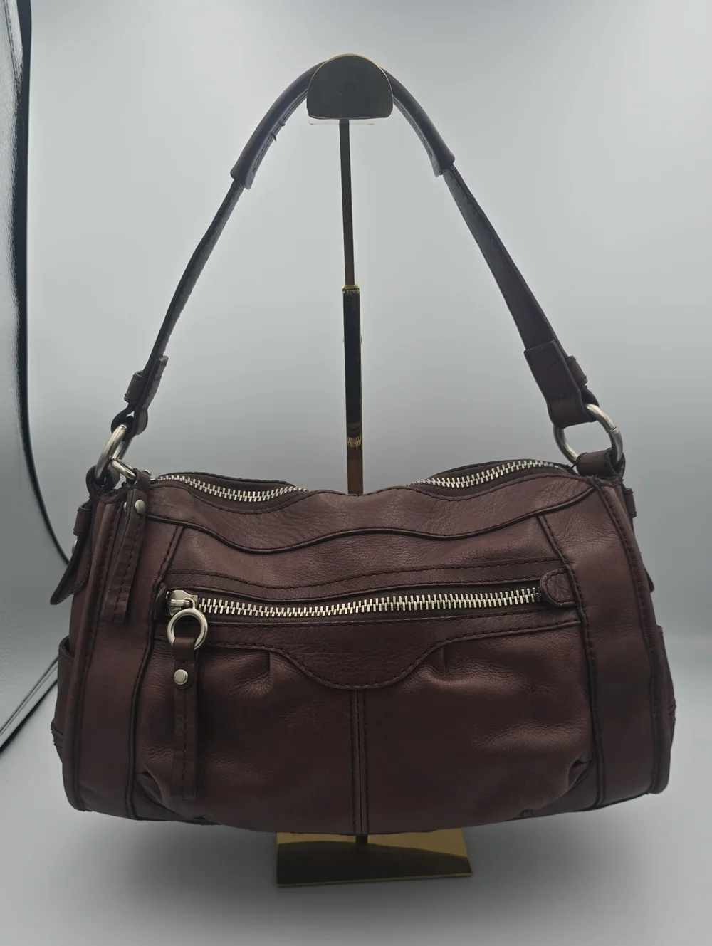 Fossil Multi-Pocket Y2K Vintage Dark Brown Leather Med Hobo/Shoulder Bag (EUC)🤎